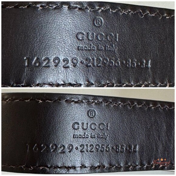Authentic Gucci Cream Monogram Leather Gold Buckle Belt 85/34 - Picture 10 of 13